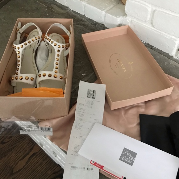 Prada studded gladiator Sandals white size 38.5 - Picture 2 of 7